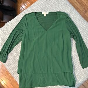 Michael Kors Green 3/4 Sleeve Relaxed Blouse